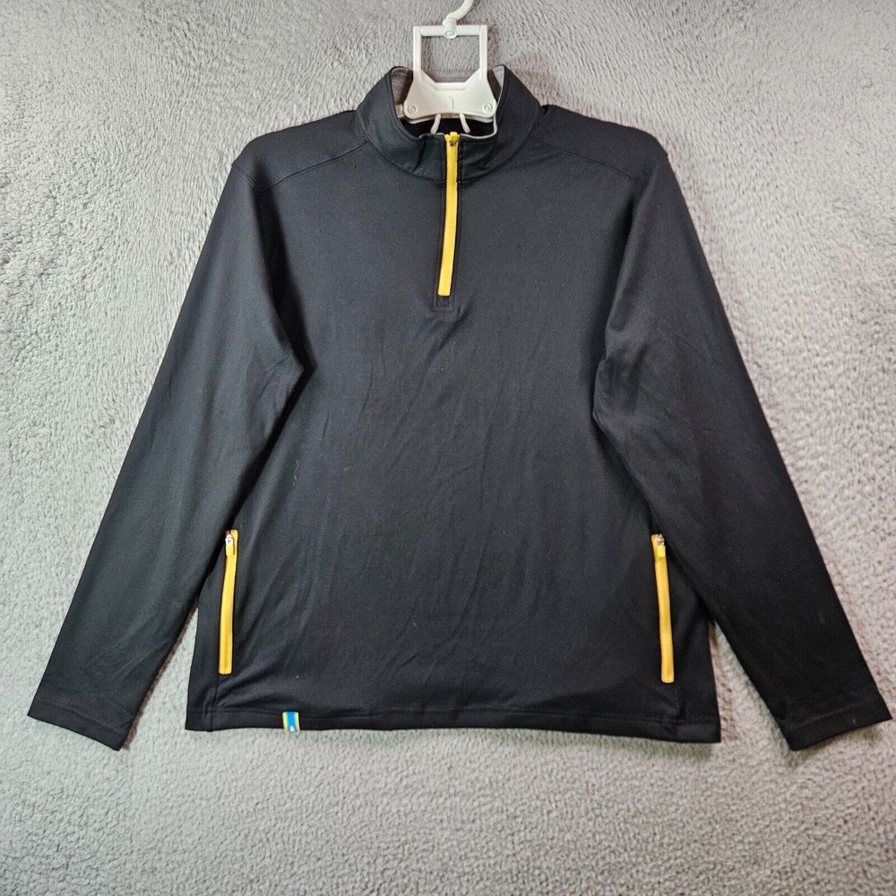 Chubbies Sweater Men Small 1/4 Zip Mock Neck Performance Yellow‎ Trim Black